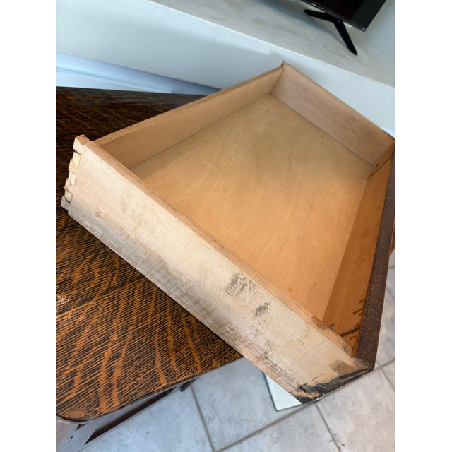 Grandmillennial Antique Tiger Oak Wood Cabinet Dresser W/ Removable Towel Bar For Sale - Image 10 of 13