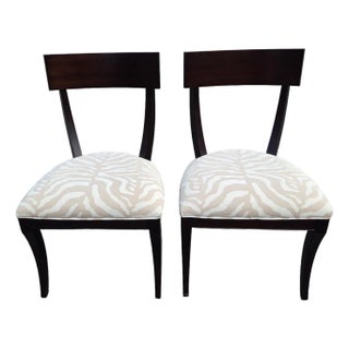 Pair Ethan Allen Hathaway Klismos Dining Side Chairs Zebra Print French Regency 1990s For Sale