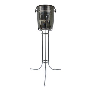 Mid-Century Modern Chrome and Stainless Steel Champagne Ice Bucket Stand For Sale