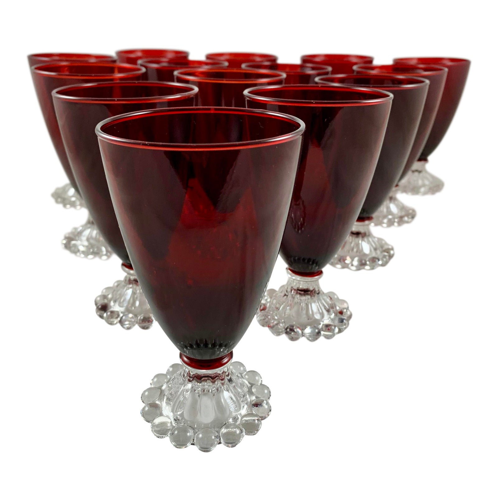 MidCentury Boopie Ruby Red Footed Hocking Glass Goblets, S/14 Chairish