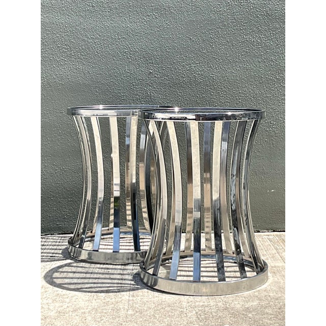 Vintage Metal and Glass Side Tables - A Pair For Sale - Image 12 of 12