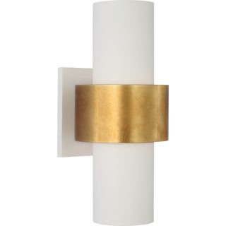 Julie Neill for Visual Comfort Signature Chalmette Medium Layered Sconce in Plaster White and Gild For Sale