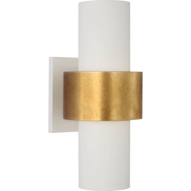 Julie Neill for Visual Comfort Signature Chalmette Medium Layered Sconce in Plaster White and Gild For Sale