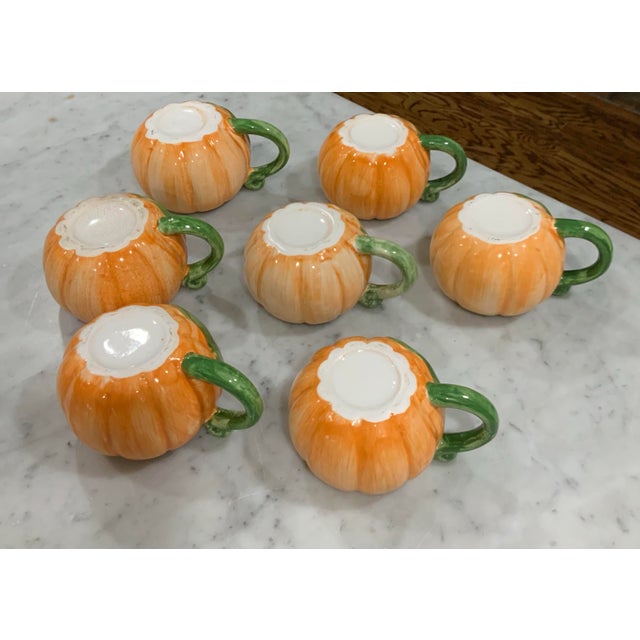 Set of 7 Hand-Painted Ceramic Pumpkin Mugs / Cups for Fall Tableware Thanksgiving or Halloween - See Pictures for Inspiration! For Sale In New Orleans - Image 6 of 8