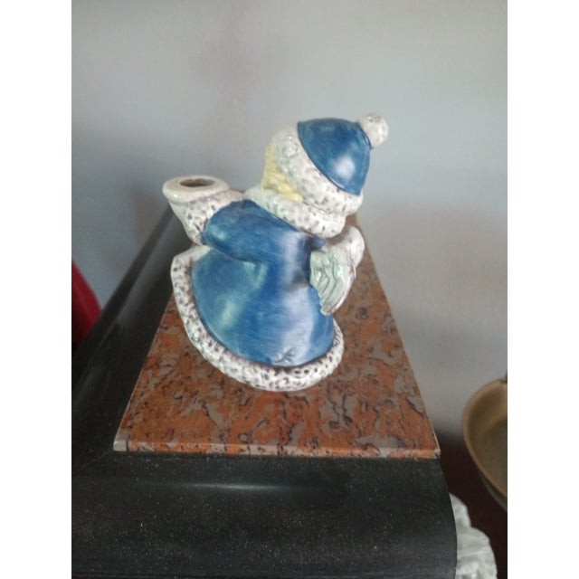 Traditional Vintage 1975 Goebel Hummel W. Germany Blue Winter Angel Candle Holder Ceramic Figurine For Sale - Image 3 of 5