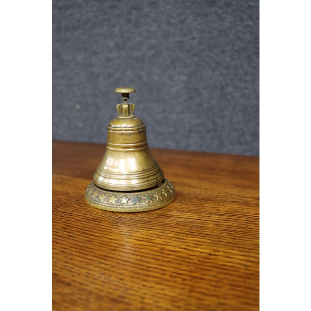 Brass Table Bell With Star-Decorated Base For Sale - Image 4 of 7