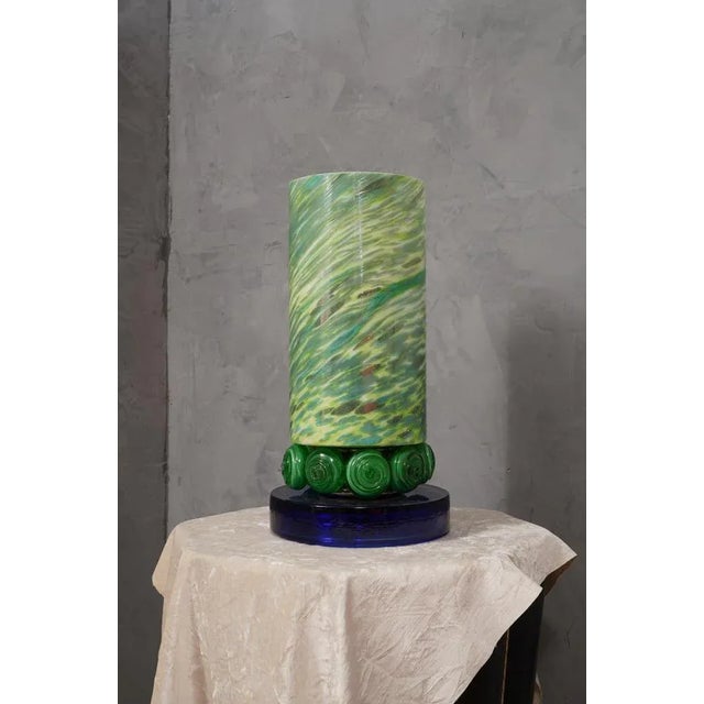 Green & Blue Murano Glass Table Lamp, 1980s For Sale - Image 9 of 10