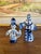 Blue Vintage Blue and White Porcelain Figurine Pair, Hand-Painted Folk Figures For Sale - Image 8 of 10