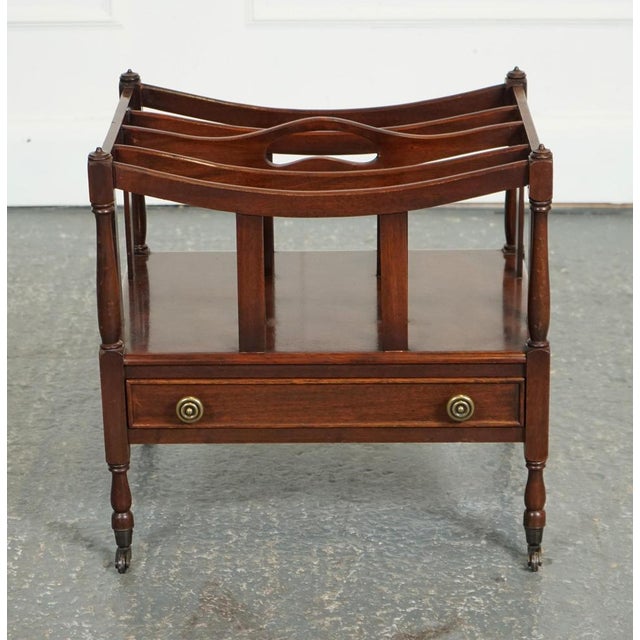 Vintage Mahogany Newspaper Rack with Brass Handles For Sale - Image 3 of 13