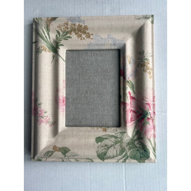 Vintage Fabric Covered Flower Ralph Lauren Photo Frame With Flowers For Sale In Raleigh - Image 6 of 8