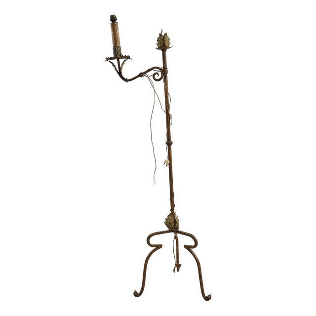 Wrought Iron Candleholder Floor Lamp For Sale