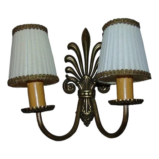 Vintage Brass Double Wall Lamp, 1970s For Sale