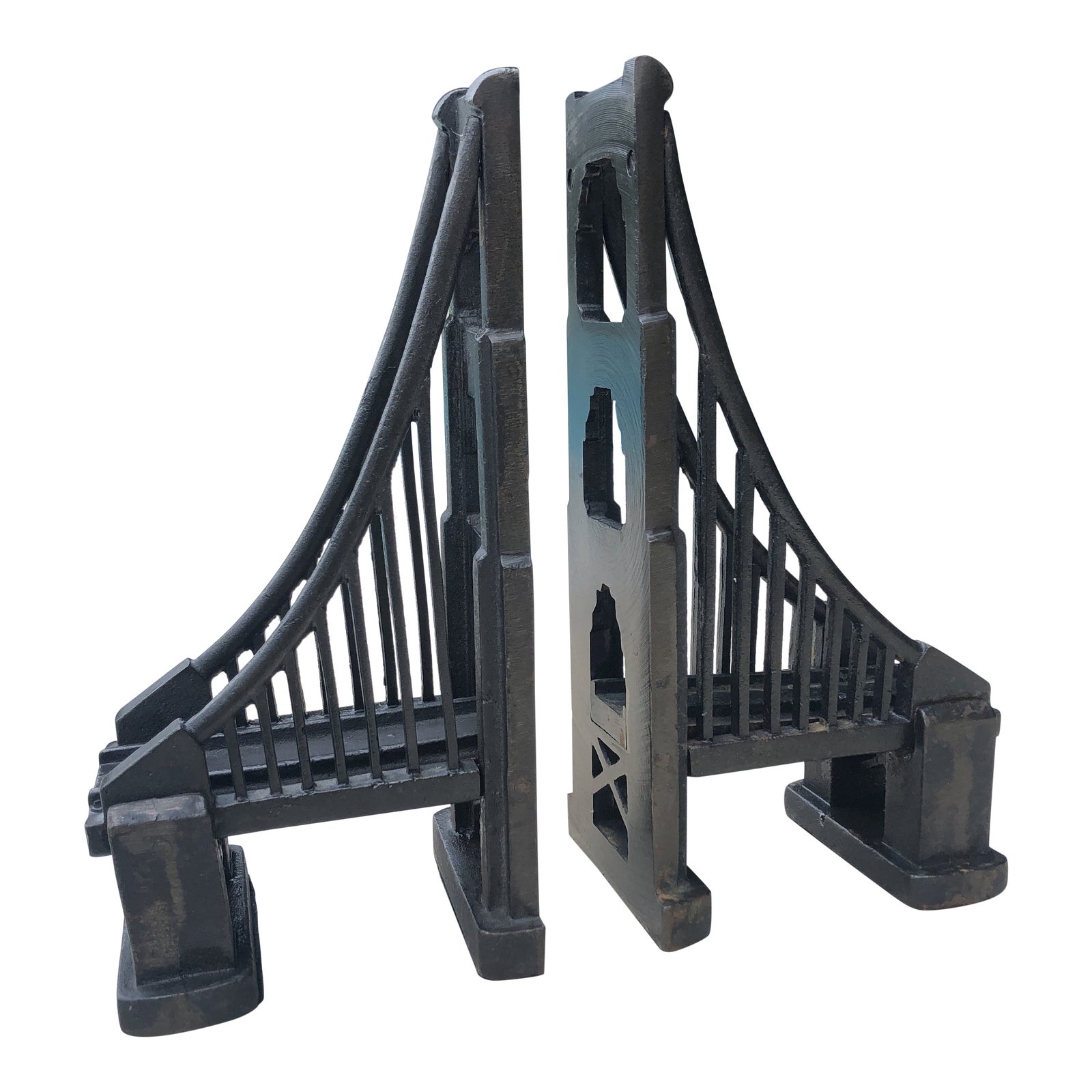 Architectural Cast Iron Suspension Bridge Bookends a Pair Chairish