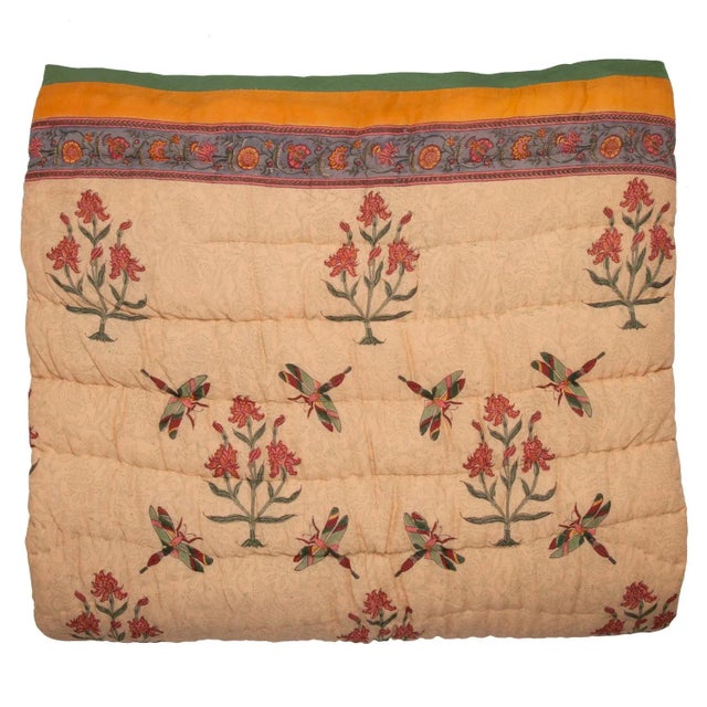 2020s Dragonfly Twin-XL Mustard Yellow Reversible Quilt For Sale - Image 5 of 5