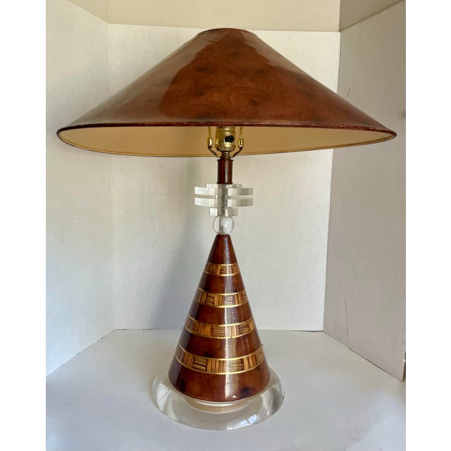 This striking pair of vintage Leeazanne table lamps embody the bold, layered aesthetic of late 20th-century Postmodern...