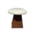 Mid-Century Modern walnut stools . Nice walnut grain having triangular shaped basewith round off-white Chenille fabric...
