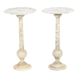 Pair of 1950s Alabaster End Tables or Plant or Display Collums For Sale