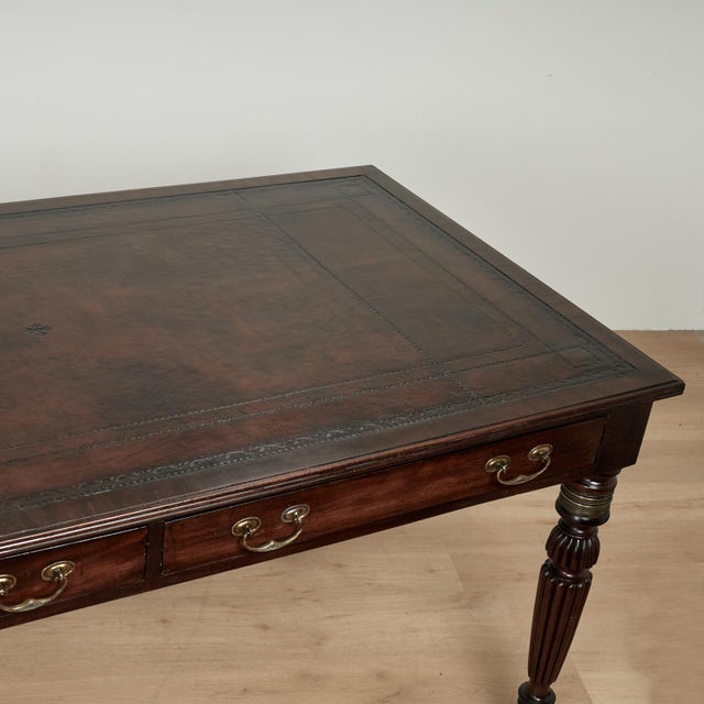 Antique English William IV Leather Top Library Table or Desk For Sale - Image 9 of 13