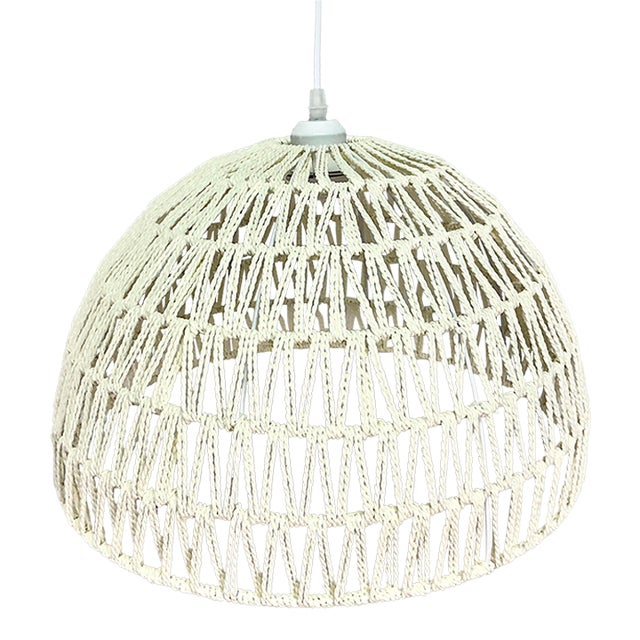 1980s Vintage Coastal Boho Chic Arts & Crafts Jute Woven Pendant Light. For Sale