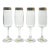 1990s Italian Cellini Gold Crystal Set of 4 Fluted Champagne Glasses For Sale