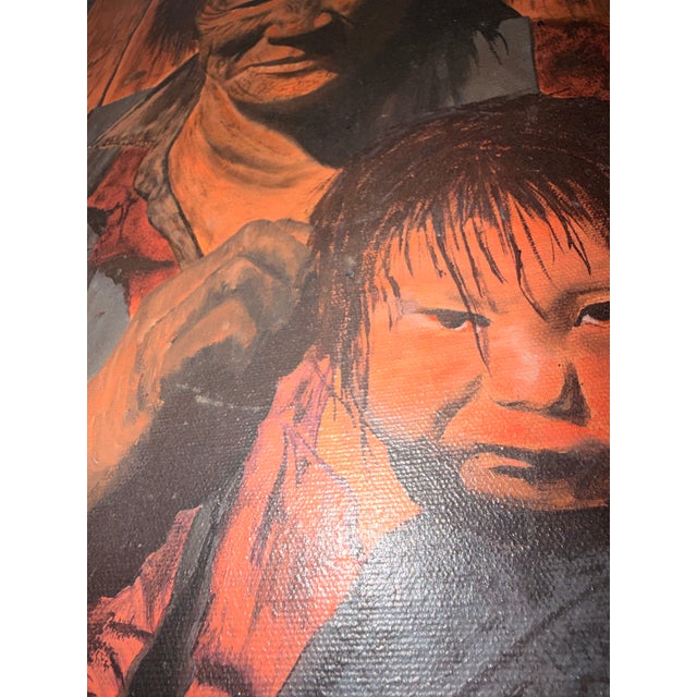 An Important 1969 Mid-Century Modern Expressionist Oil Portrait by Ed Rodriguez Titled "Mother and Child." For Sale In San Francisco - Image 6 of 8