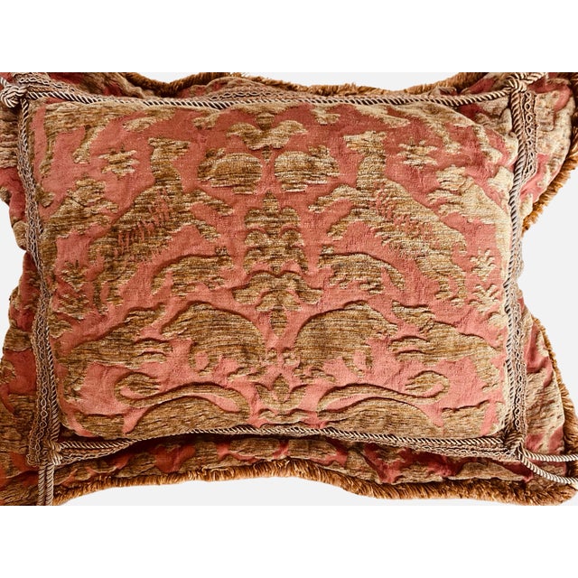 English Luxury Custom Vintage Wildlife Design Tapestry Pillow With Tassels For Sale - Image 3 of 10