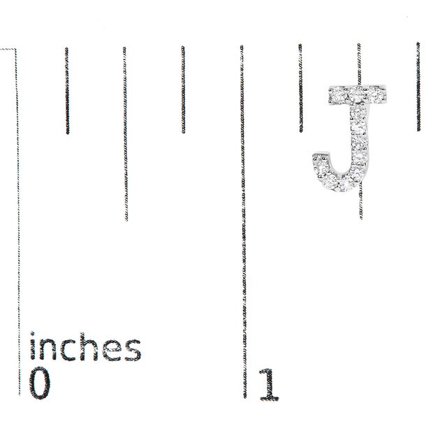 Early 21st Century 10K White Gold 1/10 Cttw Diamond 'J' Initial Stud Earring For Sale - Image 5 of 5