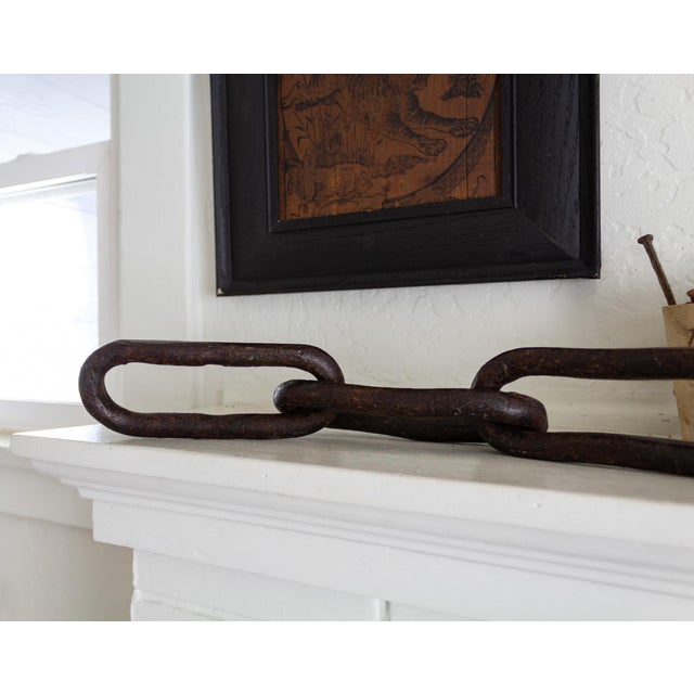 Primitive Hand Forged Iron Logging Chain or Ship Anchor Chain For Sale - Image 6 of 13