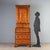 Late 18th-century Italian trumeau crafted in walnut and burl walnut, enhanced with elegant maple inlays. The upper section...