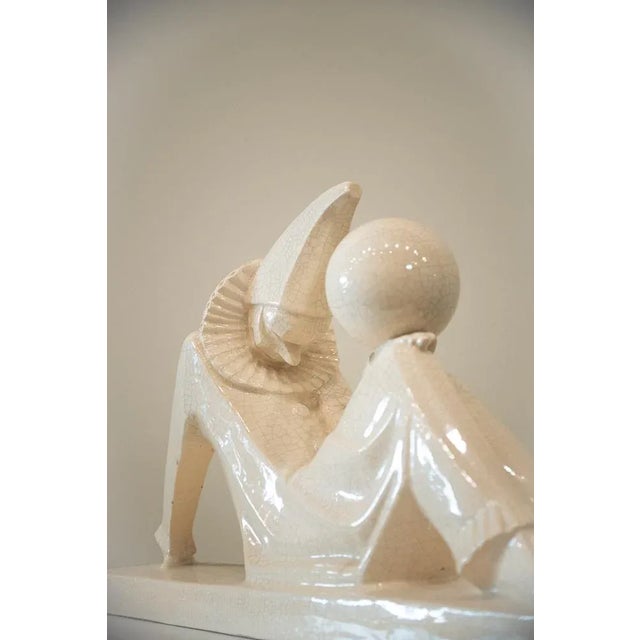 Art Deco White Ceramic Harlequin by Marcel Bouraine, 1925 For Sale - Image 6 of 8