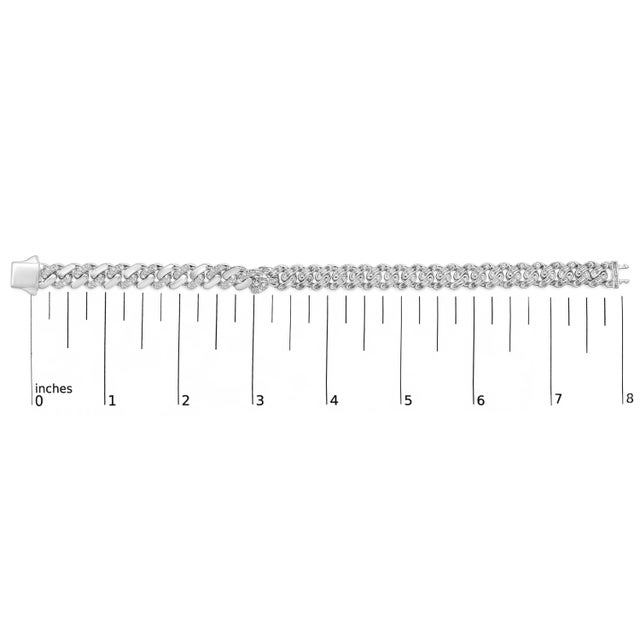 Early 21st Century .925 Sterling Silver 1/2 Cttw Diamond Cuban Curb Chain Bracelet (I-J Color, I3 Clarity) - 8.5" Inches For Sale - Image 5 of 5