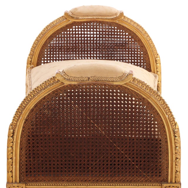 1900 - 1909 French Louis XVI Style Giltwood and Caned Bench, C. 1900 For Sale - Image 5 of 5