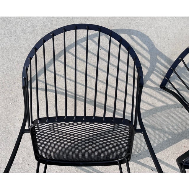 1950s Signed 1950's Russell Woodward Metal Pinecrest Dining Chairs Set of 2 For Sale - Image 5 of 12