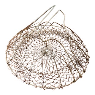 Vintage Collapsable French Wire Egg Basket For Sale