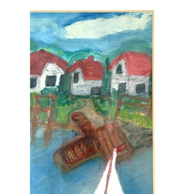 Folk Art Original Signed and Framed Primitive Mixed Media Drawing Signed 'Belle' For Sale - Image 3 of 14