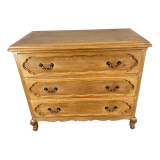 Vintage French Louis Carved Oak Chest of 3 Drawers For Sale
