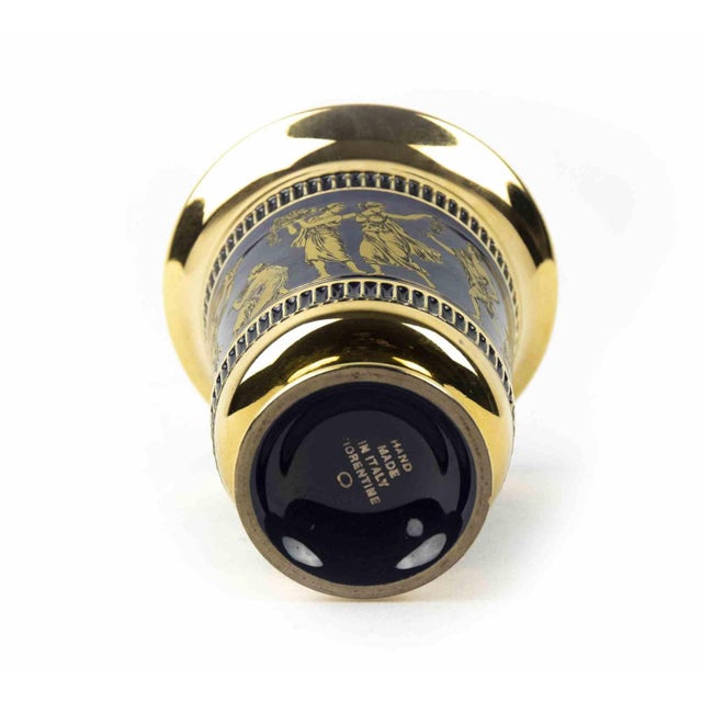 Small Gilded Blue Vase, Italy, 1970s For Sale - Image 4 of 5