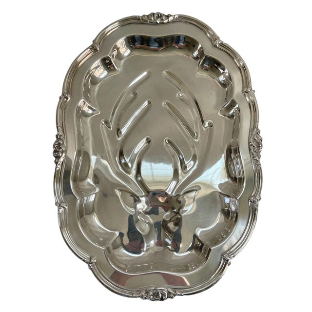 Metal Vintage Silver Plated Deer or Stag Meat Tree Platter For Sale - Image 7 of 7