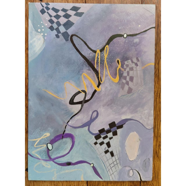 Paint Gloria T Roberts 1990 Abstract Geometric Original Oil Painting For Sale - Image 7 of 7