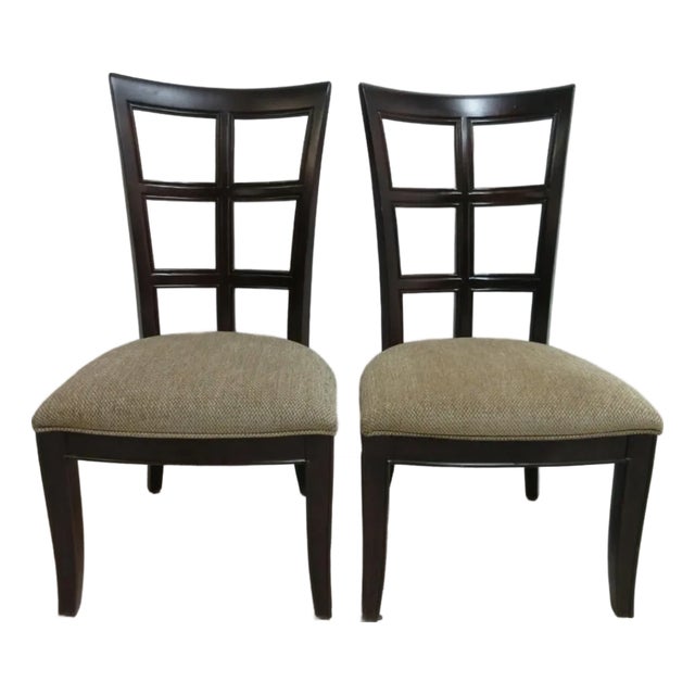 Pair Stanley Furniture Window Back Dining Room Side Chairs For Sale