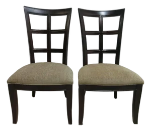 Pair Stanley Furniture Window Back Dining Room Side Chairs