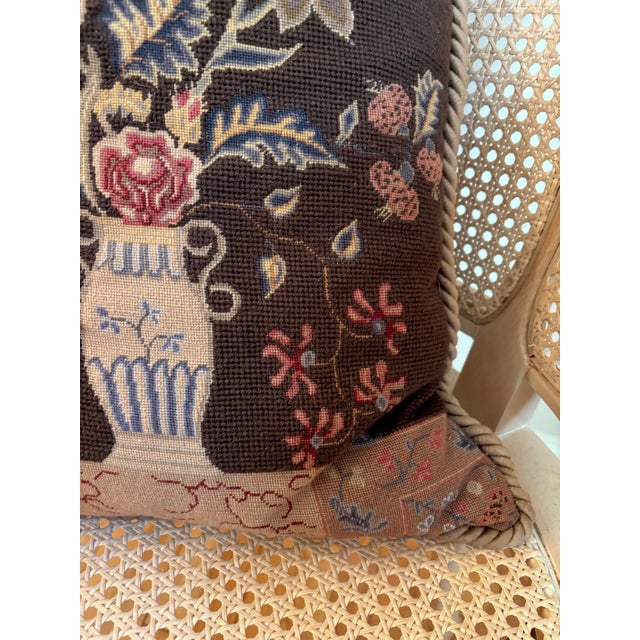 Textile Vintage Embroidered Floral Bouquet Pillow For Sale - Image 7 of 9
