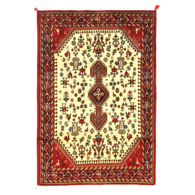 2020s 2020s Ivory Hand Knotted Persian Afshar Rug For Sale - Image 5 of 5