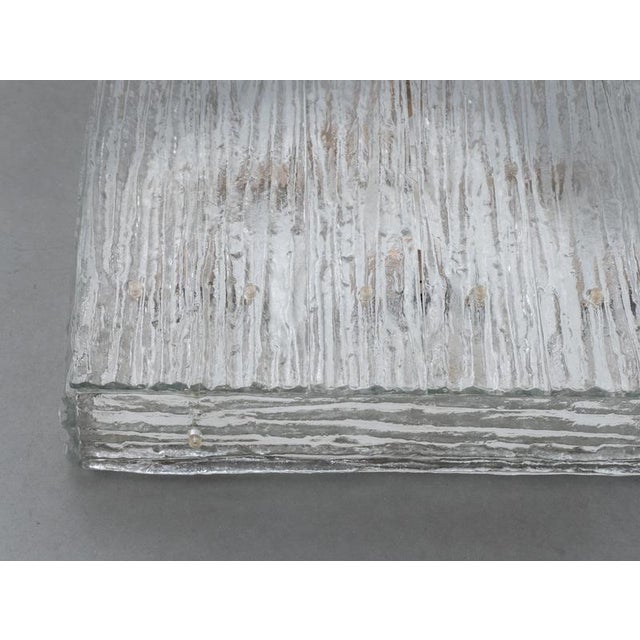 Large Square Iced Textured Glass Flush Mount from Kalmar, 1960s For Sale - Image 3 of 15
