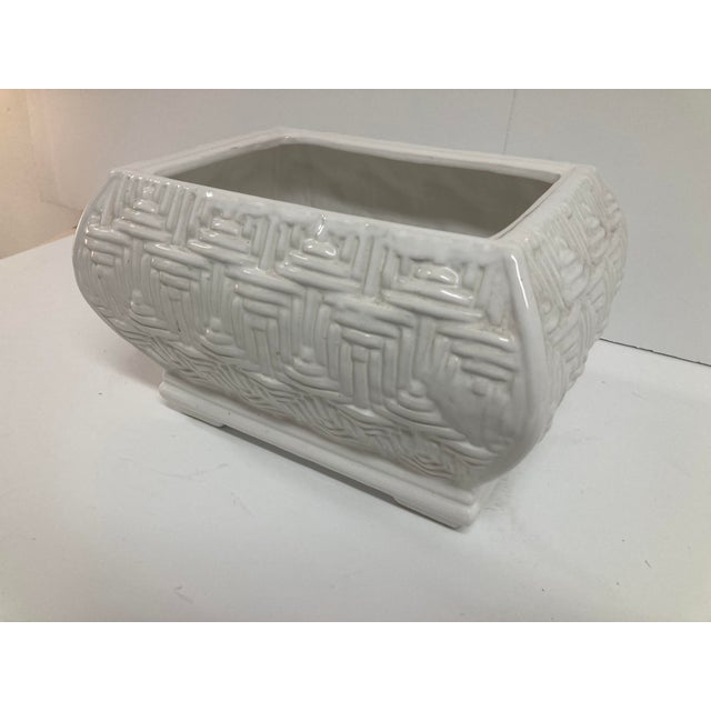 Boho Chic Basket Weave Ceramic Cache Pot For Sale In Los Angeles - Image 6 of 10