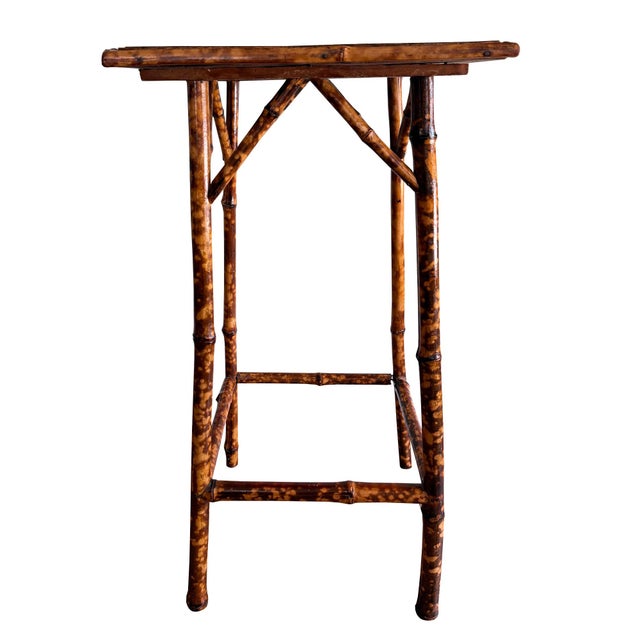 Brown Antique English Tortoiseshell Bamboo Tall Side Table or Plant Stand, Circa 1900 For Sale - Image 8 of 11