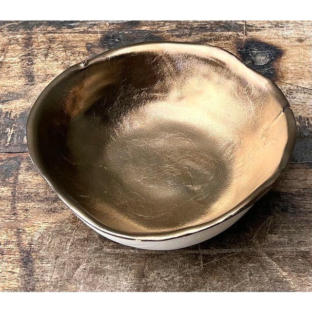 Vintage Slab Built Bronzed Studio Pottery Bowl For Sale - Image 11 of 12