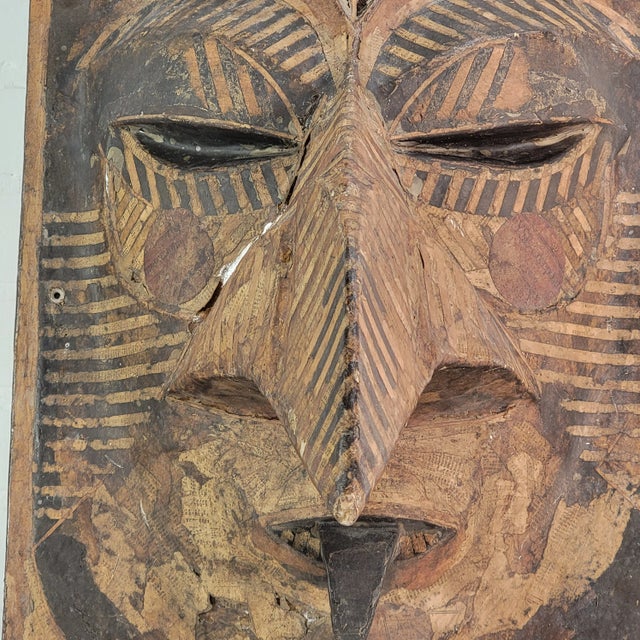 Hand Made Paper Mache Tribal Bird Mask Sculpture Folk Art For Sale - Image 4 of 13