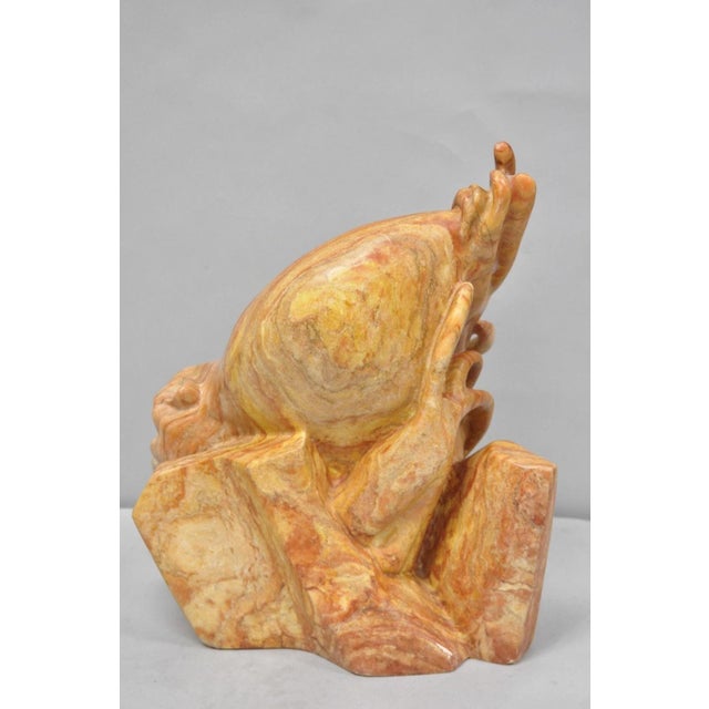 Vintage Seymour Shuren Modern Pink Carved Marble Abstract Panther Cat Sculpture For Sale - Image 13 of 18