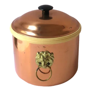 Copper and Brass Ice Bucket With Lion Head Design